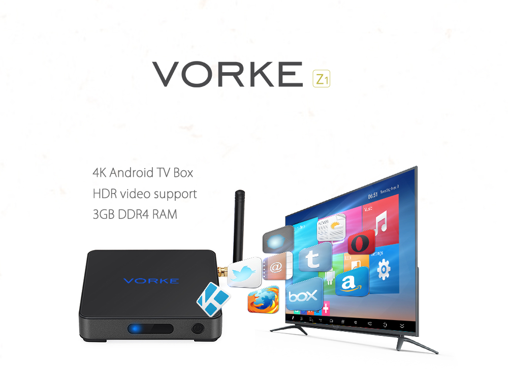 [Spain Stock]VORKE Z1 Amlogic S912 KODI 16.1 4K VP9 60FPS HDR Smart TV BOX Android 6.0 3G DDR4/32G eMMC 802.11AC WIFI Gigabit LAN Dolby HDMI CEC DLNA Bluetooth OTA