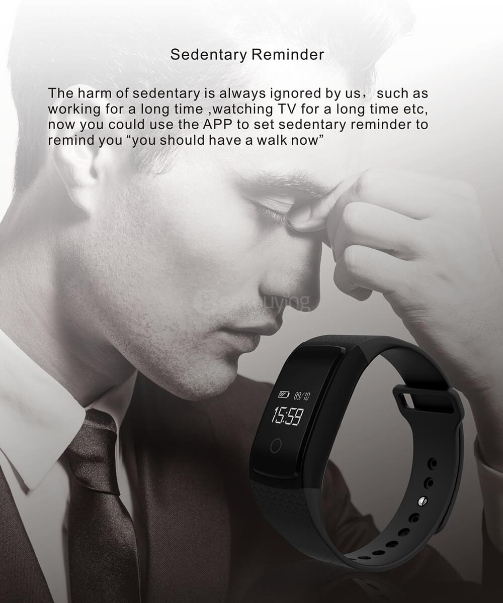 A09 BLE4.0 Smart Bracelet Heart Rate/Blood Pressure/Blood Oxygen/Fatigue Detection Fitness Tracker IP67 Waterproof for Android iOS - Black