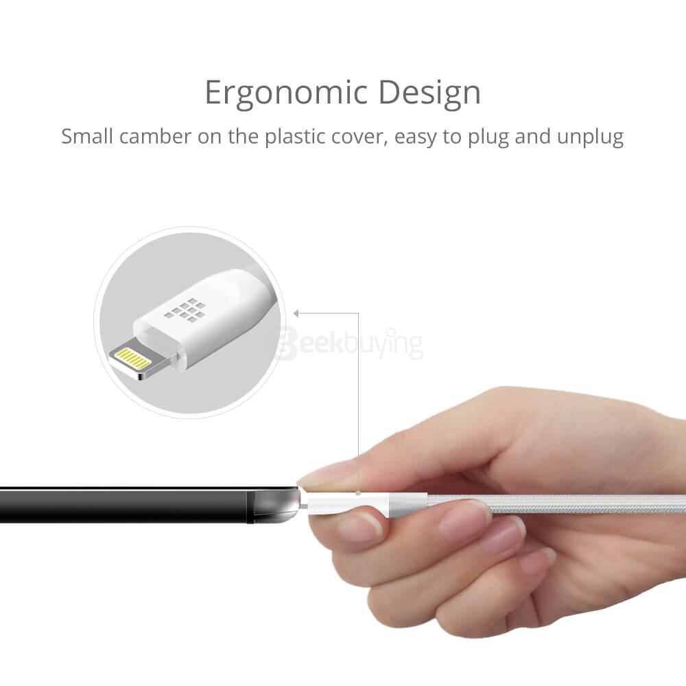 [Apple MFi Certified] Tronsmart 4ft/1.2m 19AWG Double Braided Nylon Lightning Cable for iPhone iPad and More - Gray+White