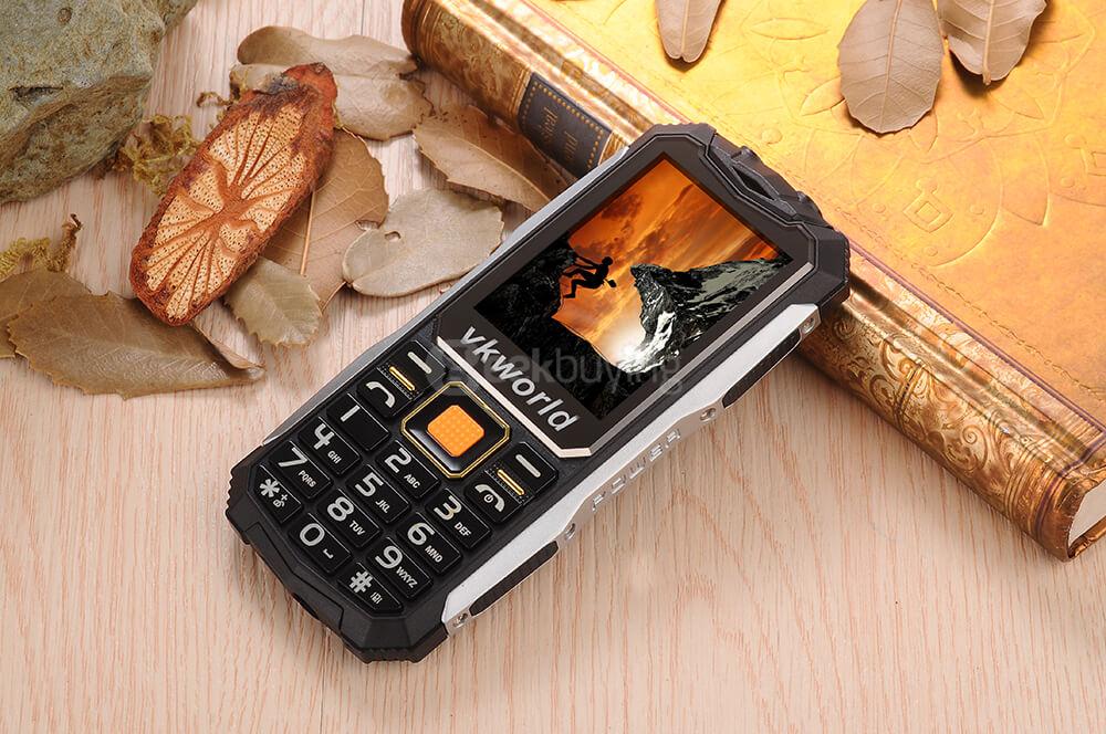 VKworld Stone V3S Rugged Phone Daily Waterproof Dustproof Shatterproof 2200mAh Long Standby BOX Speaker Dual LED Lights - Black