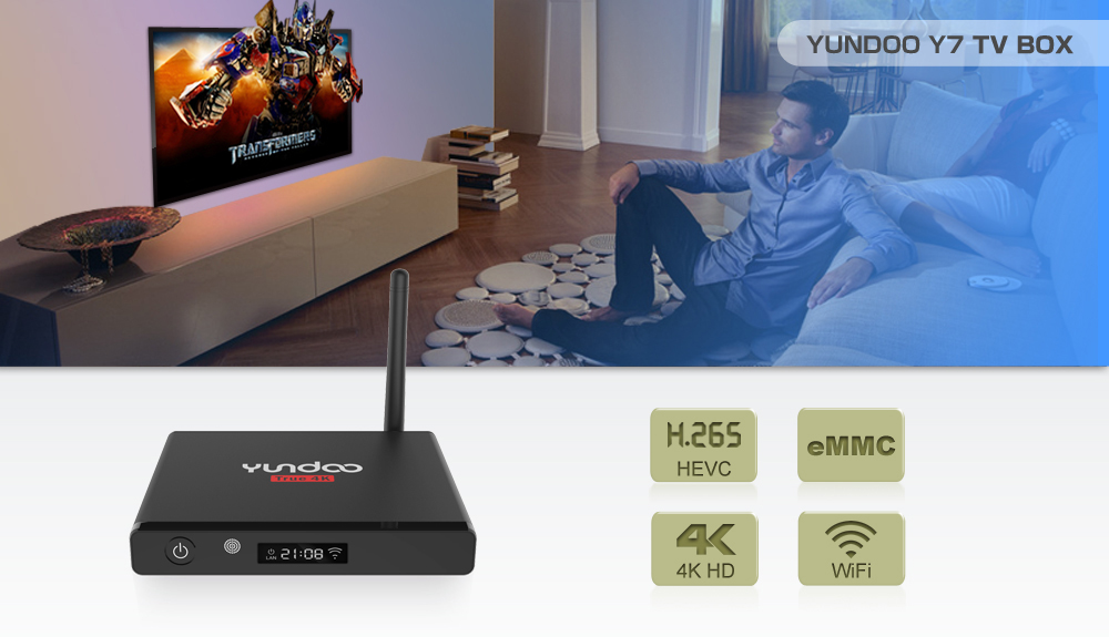 YUNDOO Y7 Amlogic S905X 1GB DDR4 8GB eMMC TV BOX Android 6.0 4K KODI 802.11 b/g/n LAN DOLBY DTS