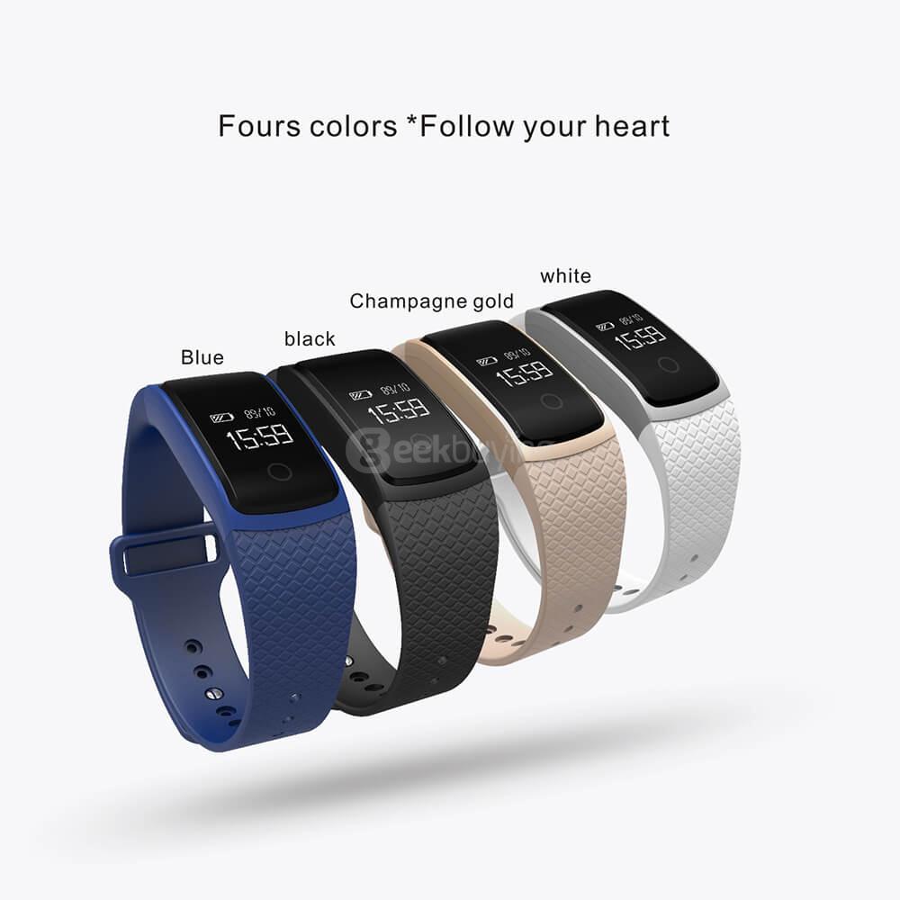 A09 BLE4.0 Smart Bracelet Heart Rate/Blood Pressure/Blood Oxygen/Fatigue Detection Fitness Tracker IP67 Waterproof for Android iOS - Black