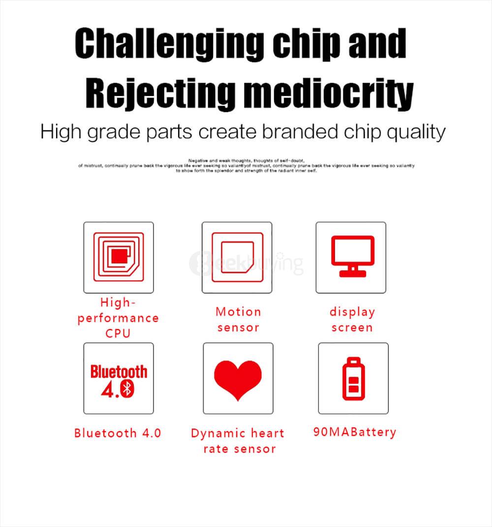 Makibes S2 Bluetooth 4.0 Smart Bracelet Heart Rate Monitor Multi-sport Tracker GPS Movement Information Push IP67 Waterproof For Android iOS - Black