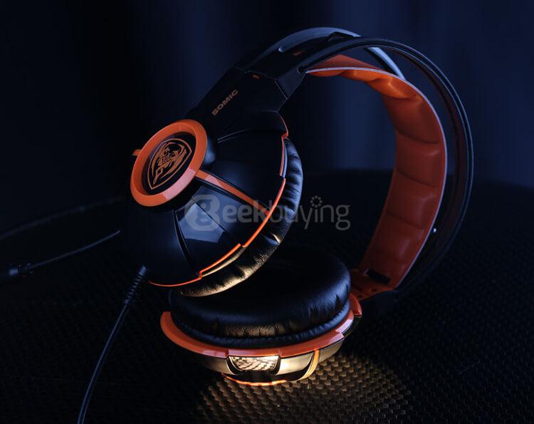 Somic G905 Over-ear Stereo Gaming Headsets with Mic Suspension Headband Volume Control - Orange