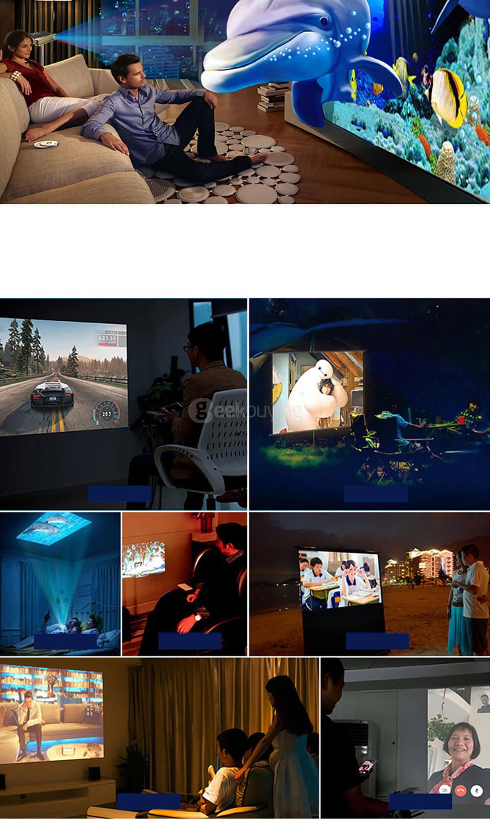 MDI M69 2 in 1 DLP Tablet Projector 8 inch IPS Screen 150 Lumens 854*480 Pixels 1GB/16GB 2.4GHz WiFi Bluetooth 4.0 HDMI 1080P - White