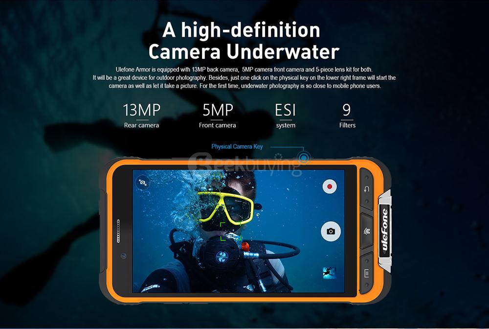 [HK Stock]Ulefone ARMOR IP68 Waterproof 4.7-inch HD Android 6.0 Rugged Smartphone 3GB 32GB MT6753 Octa Core 13.0MP GPS SOS OTG NFC- Black