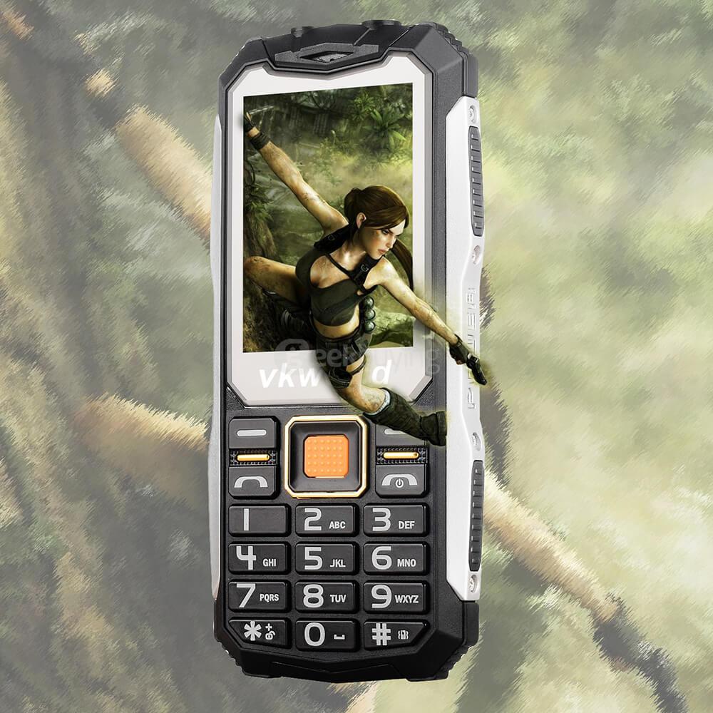 VKworld Stone V3S Rugged Phone Daily Waterproof Dustproof Shatterproof 2200mAh Long Standby BOX Speaker Dual LED Lights - Black
