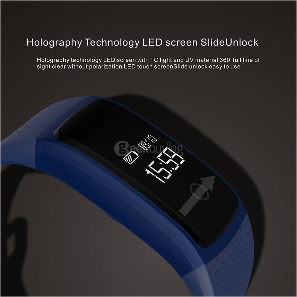 A09 BLE4.0 Smart Bracelet Heart Rate/Blood Pressure/Blood Oxygen/Fatigue Detection Fitness Tracker IP67 Waterproof for Android iOS - Black