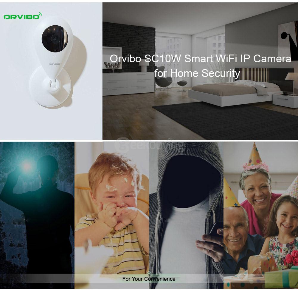Orvibo SC10W Smart WiFi 720P HD 1.0MP IP Camera Night Vision Motion Sound Detection 113 Degree FOV Playback  -  WHITE