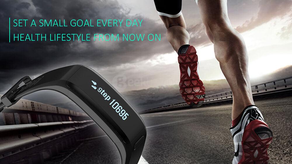 NO.1 F1 Heart Rate Monitor Smart Bracelet Bluetooth 4.0 Sport Fitness Tracker IP68 Waterproof Remote Camera for Android iOS - Black