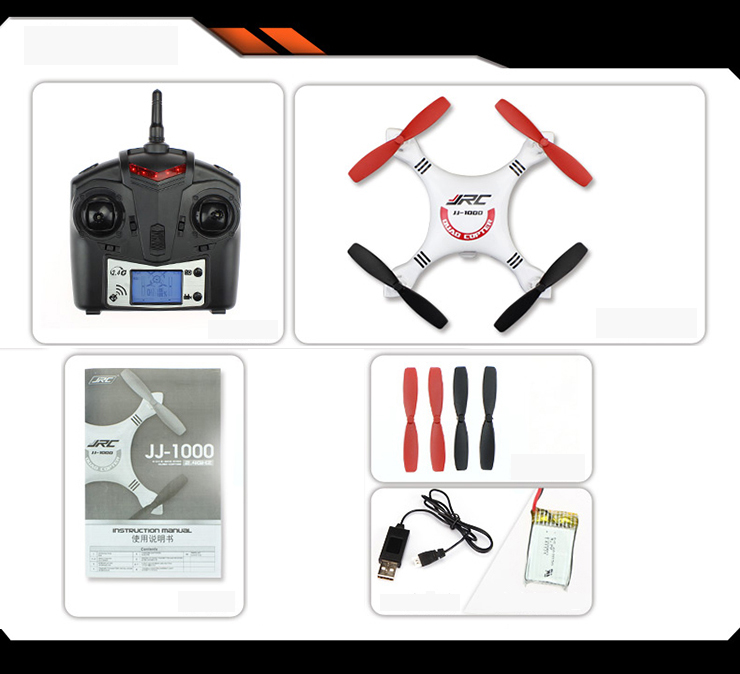 JJRC 1000 Updated ersion 2.4G 4CH 6 Axis Gyro RC Quadcopter With LED RTF LCD Remote Controller - White