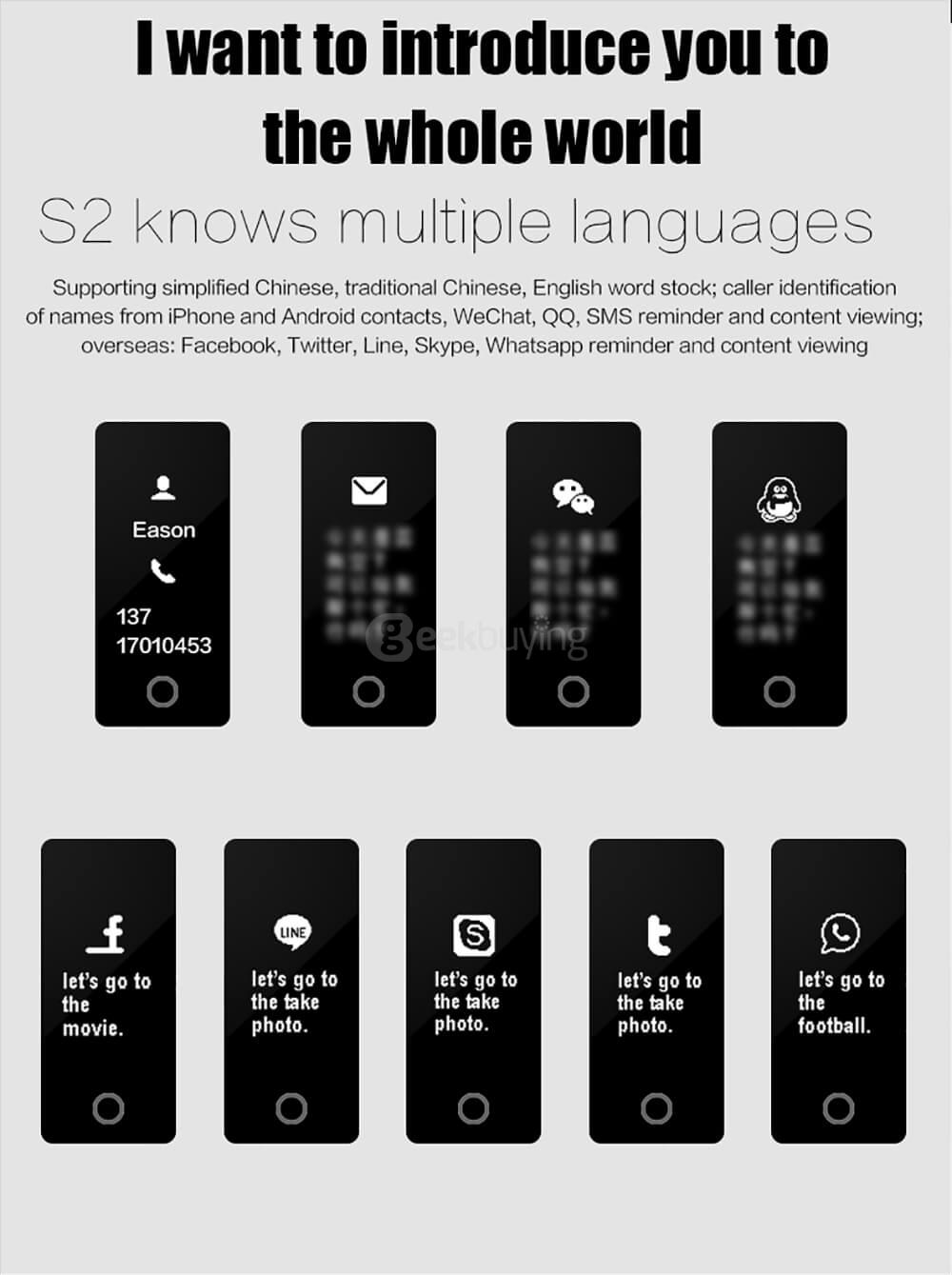 Makibes S2 Bluetooth 4.0 Smart Bracelet Heart Rate Monitor Multi-sport Tracker GPS Movement Information Push IP67 Waterproof For Android iOS - Black