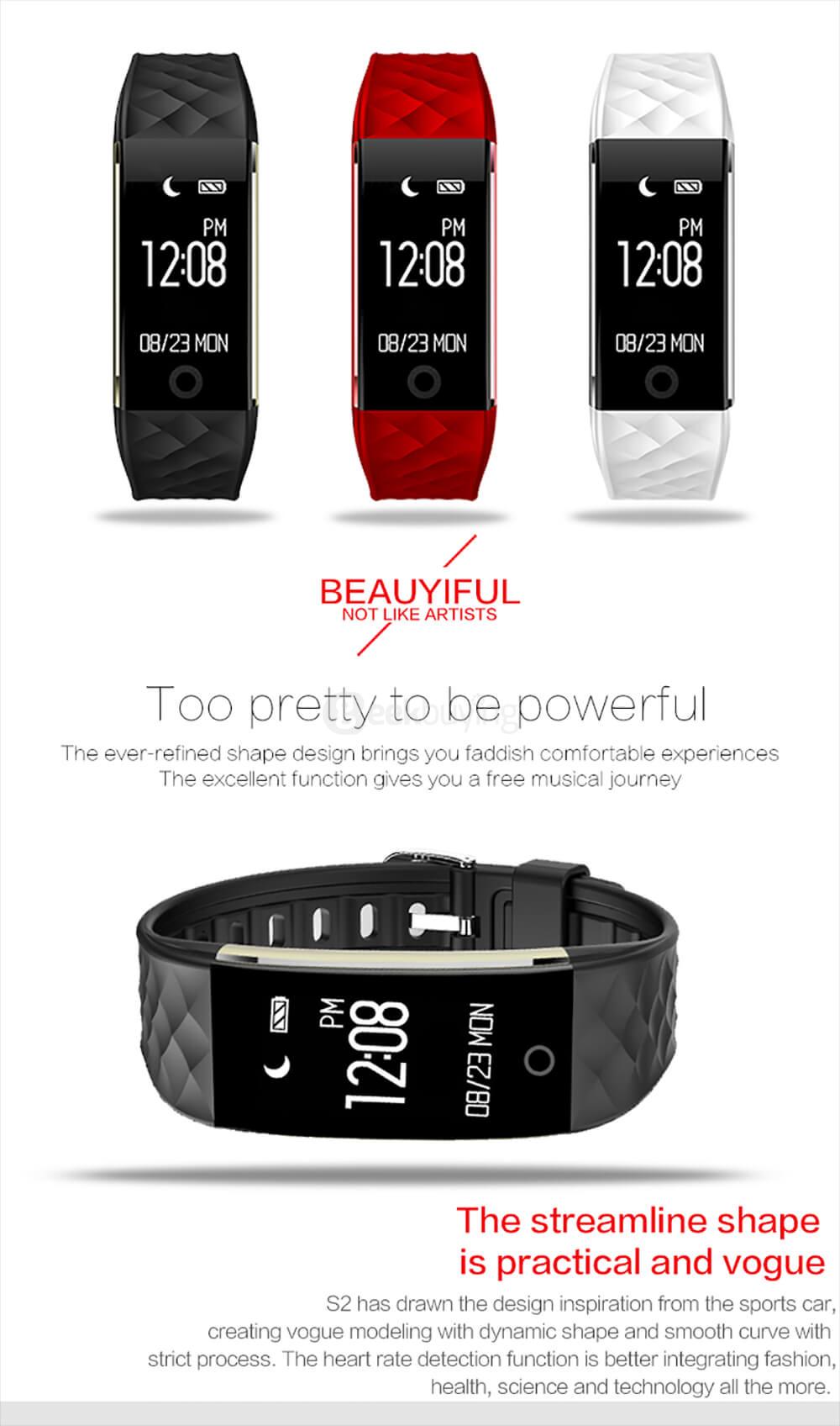 Makibes S2 Bluetooth 4.0 Smart Bracelet Heart Rate Monitor Multi-sport Tracker GPS Movement Information Push IP67 Waterproof For Android iOS - Red
