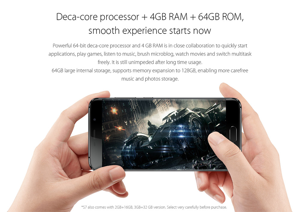 [Spain Stock]Elephone S7 5.5inch FHD Bezel-less Screen Android 6.0 4G LTE Smartphone Helio X20 MT6797 Deca Core 4GB RAM 64GB ROM 13.0MP TOUCH ID OTG - Black