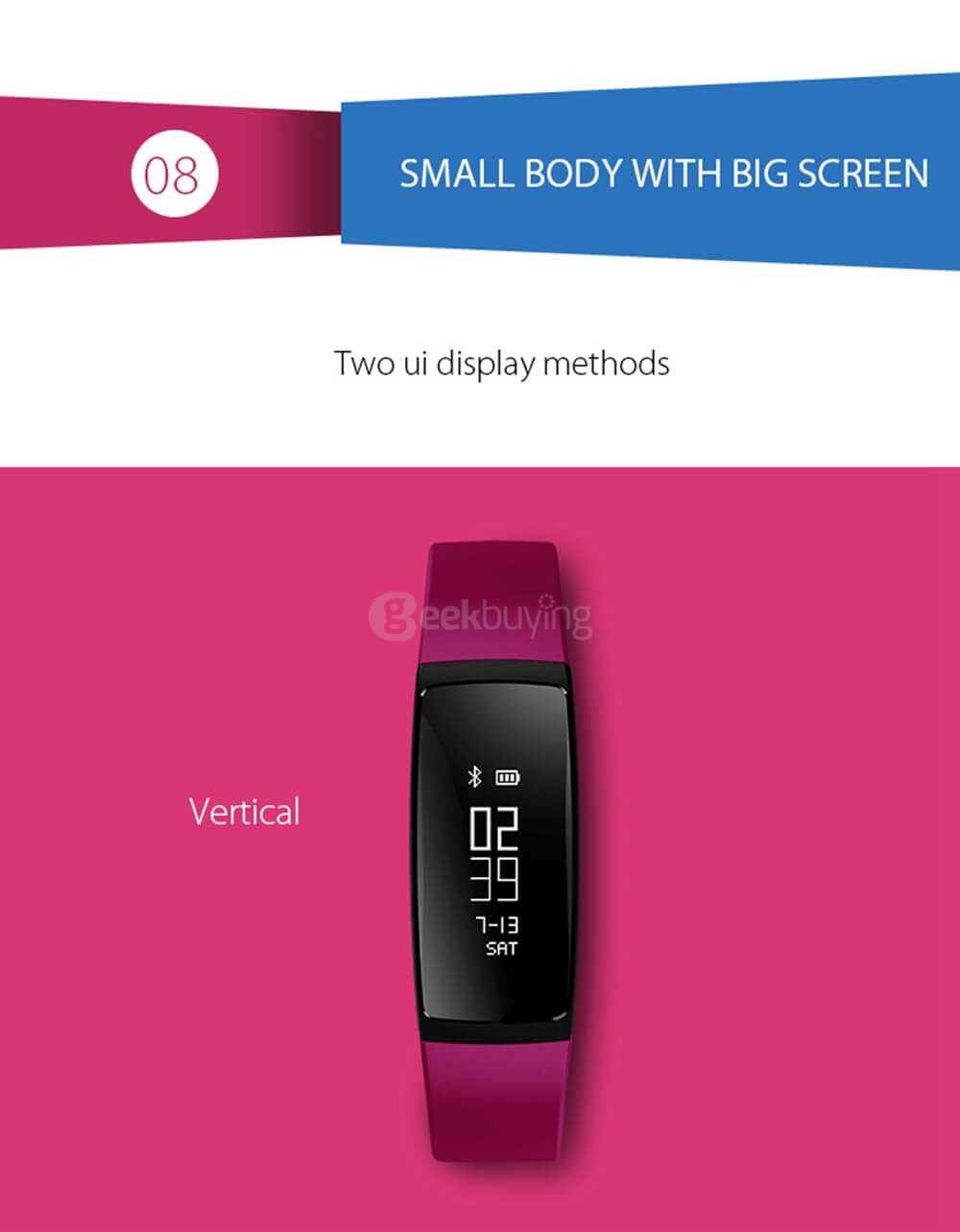 V07 Bluetooth 4.0 Heart Rate / Blood Pressure Monitor Smart Bracelet Arrhythmia Alert Health Tracker IP67 Waterproof For iOS Android - Red