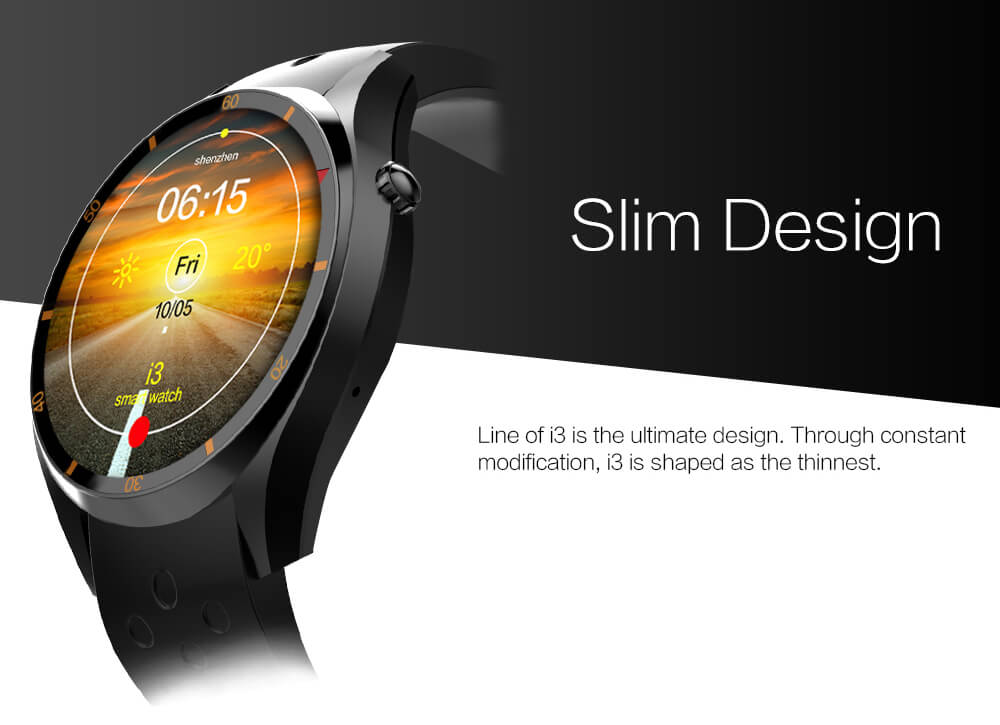 IQI I3 3G Smart Watch Phone Android 5.1 MTK6580 Quad Core 1.3GHz 512MB RAM 4GB ROM GPS Bluetooth 4.0 WiFi - Black