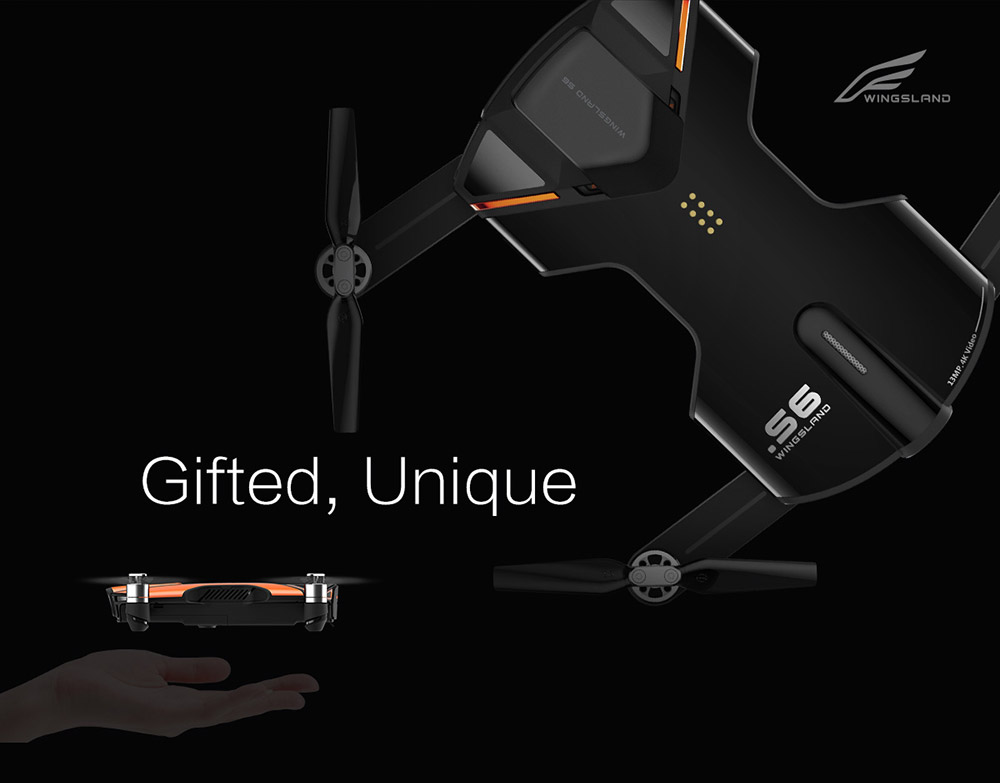 Wingsland S6 Pocket Selfie Drone FPV 4K UHD Camera GPS Obstacle Avoidance RC Quadcopter- Orange