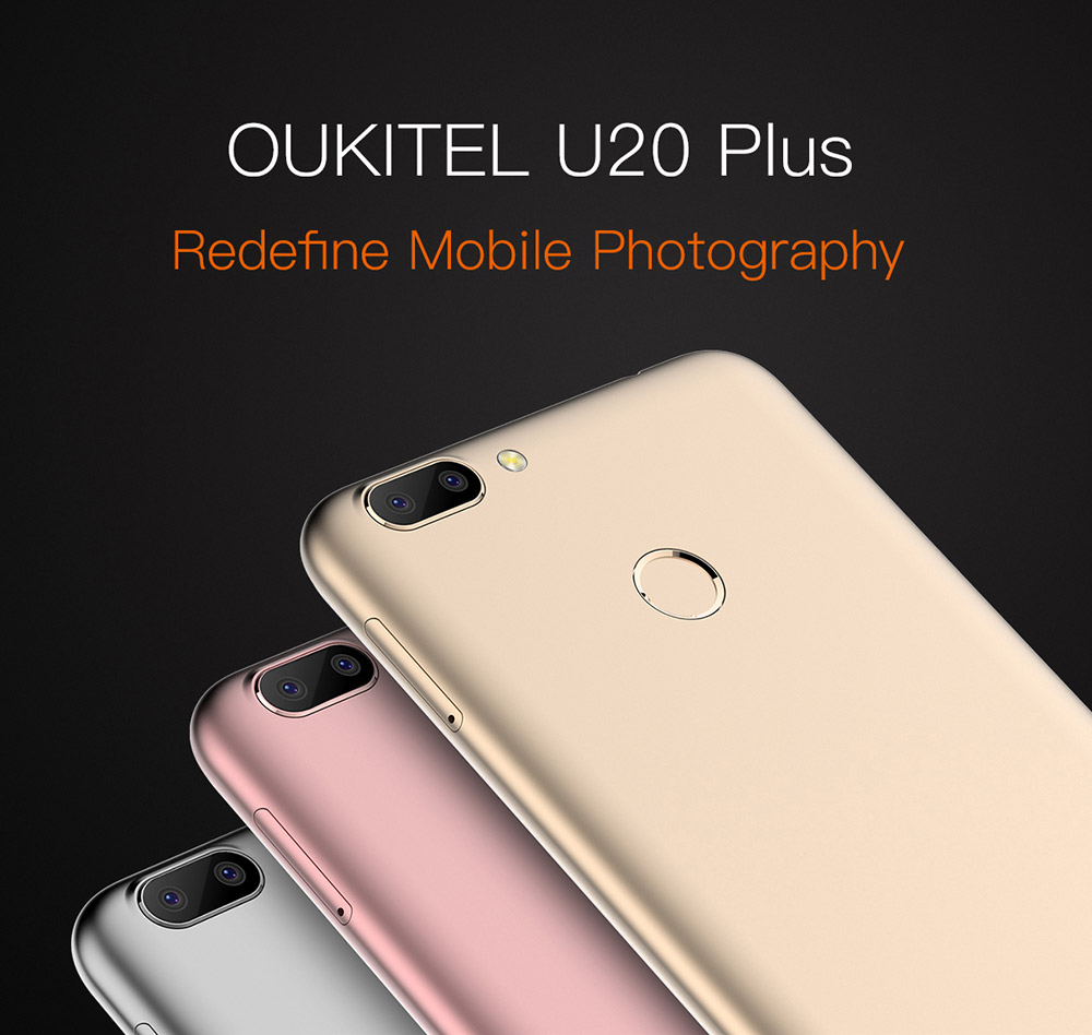 [HK Stock]Oukitel U20 Plus 5.5inch FHD Android 6.0 4G LTE Smartphone MT6737T Quad Core 1.5GHz 2GB RAM 16GB ROM Dual Rear Cameras 13.0MP+0.3MP TOUCH ID - Gold