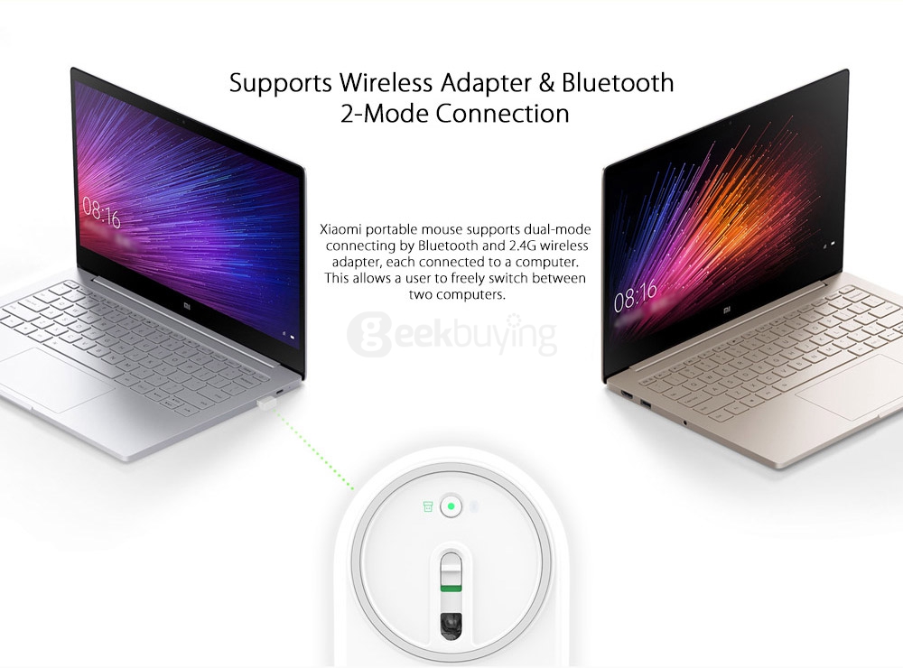 [Spain Stock] Original Xiaomi Portable Mouse Mi Mouse Bluetooth 4.0 / RF 2.4GHz Wireless Dual Modes Connection for PC Laptop - Silver