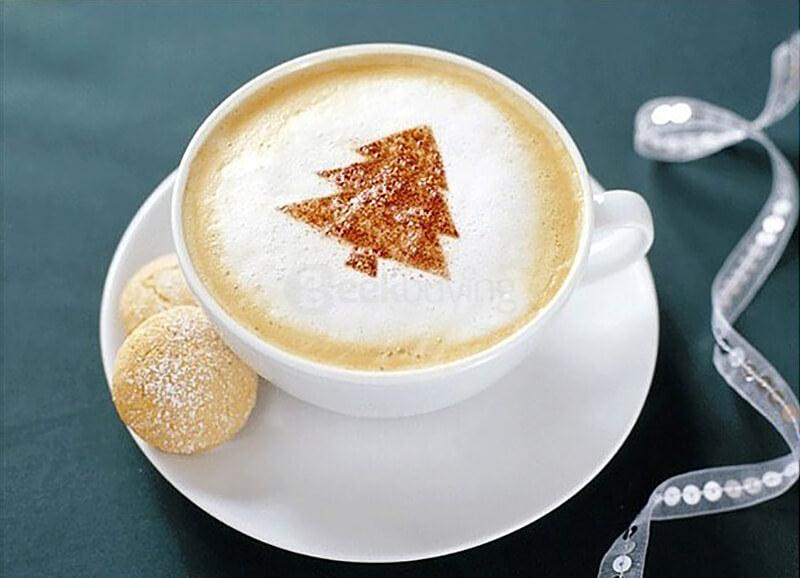16Pcs Cappuccino Latte Art Coffee Stencils Duster Cake Icing Spray