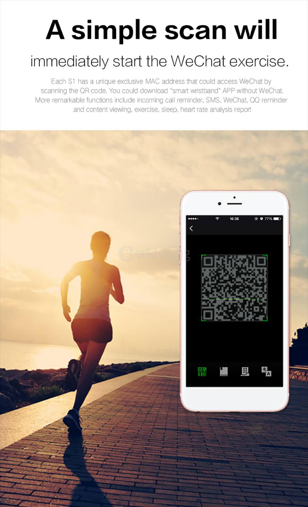 Makibes S2 Bluetooth 4.0 Smart Bracelet Heart Rate Monitor Multi-sport Tracker GPS Movement Information Push IP67 Waterproof For Android iOS - Black