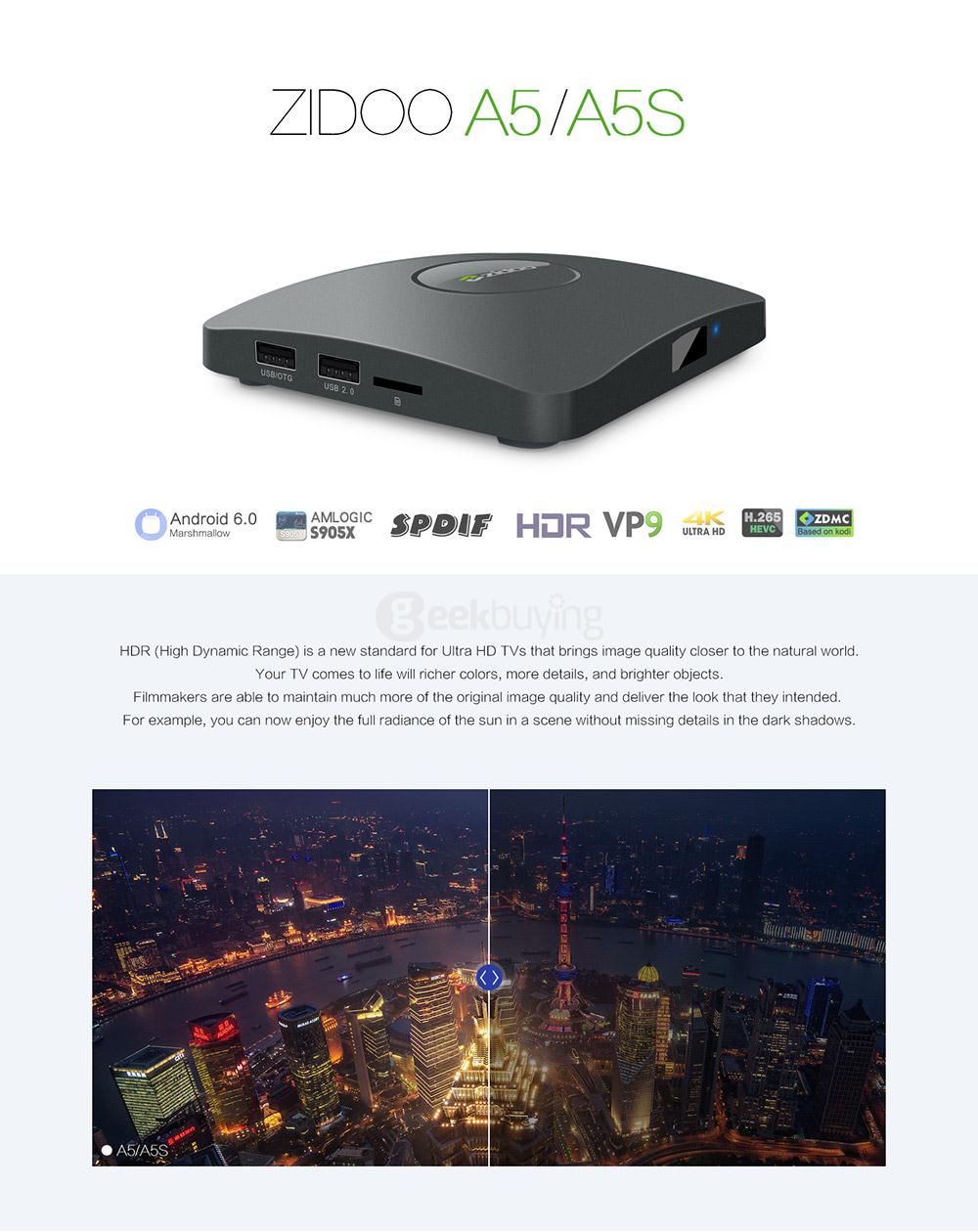 Bundle ZIDOO A5 S905X Android 6.0 Media Player  + Tronsmart TSM01 EN Air Mouse