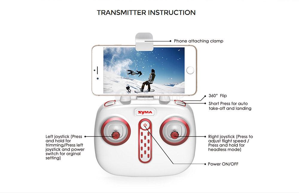 SYMA X8SW WIFI FPV With 720P HD Camera Altitude Hold Mode 2.4G 6Aixs Gyro RC Quadcopter RTF - White