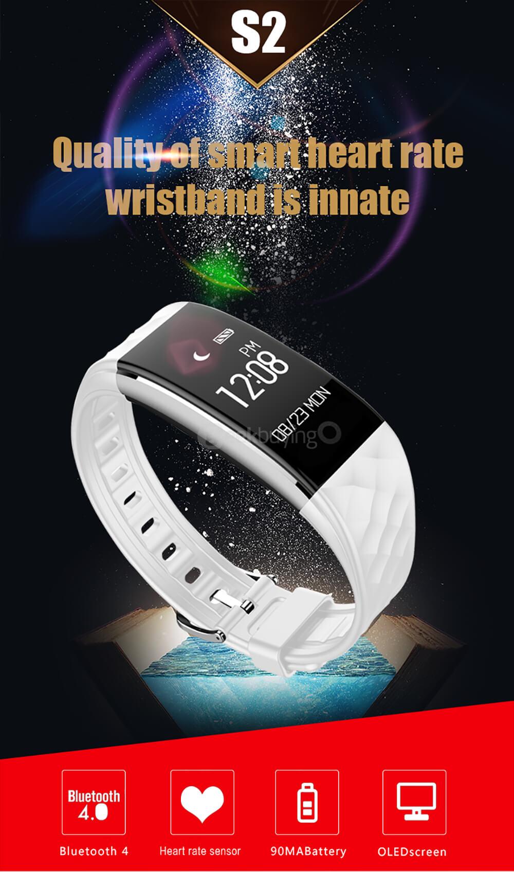 Makibes S2 Bluetooth 4.0 Smart Bracelet Heart Rate Monitor Multi-sport Tracker GPS Movement Information Push IP67 Waterproof For Android iOS - Red