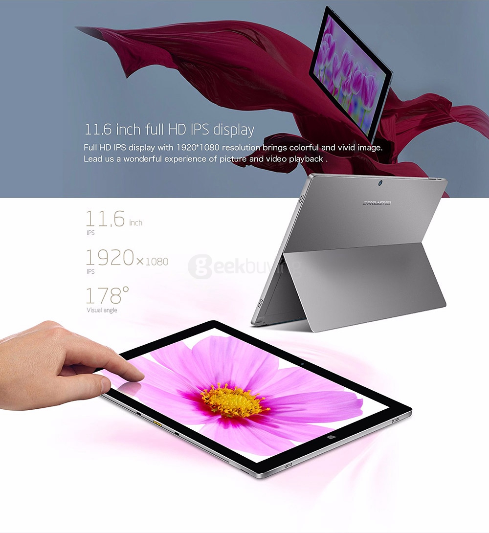 Teclast Tbook 16 Power Tablet PC 11.6 inch Dual OS Windows 10 + Android 6.0 8GB/64GB Intel Atom X7 Z8750 Quad Core 2.56GHz IPS 1920*1080 Type-C - Gray