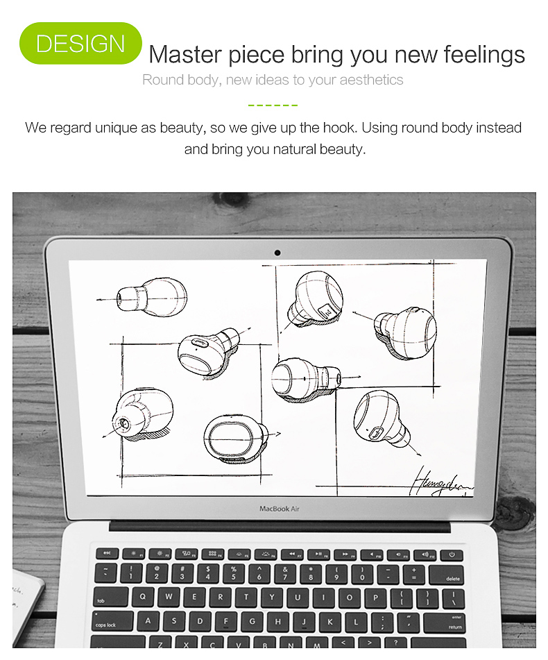 QCY Q26 Mini Wireless In-ear Bluetooth 4.1 Earphone Handsfree Stereo Music Sport Driving Earbud With Microphone - White