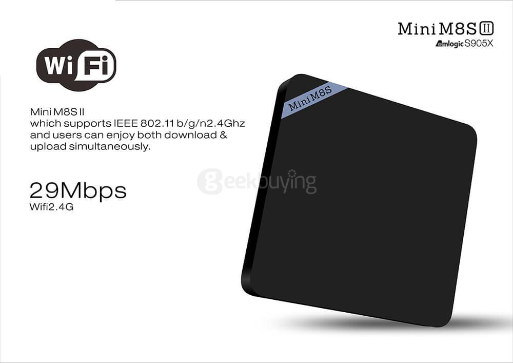 MINI M8SII Amlogic S905X Android 6.0 Marshmallow 2G/16G 4K TV BOX KODI 802.11b/g/n WIFI LAN