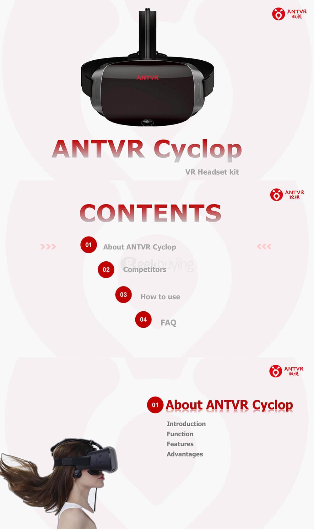 ANTVR 2.0 2K 3D VR Virtual Reality Headset for PC FOV100 90HZ Built-In Earphone