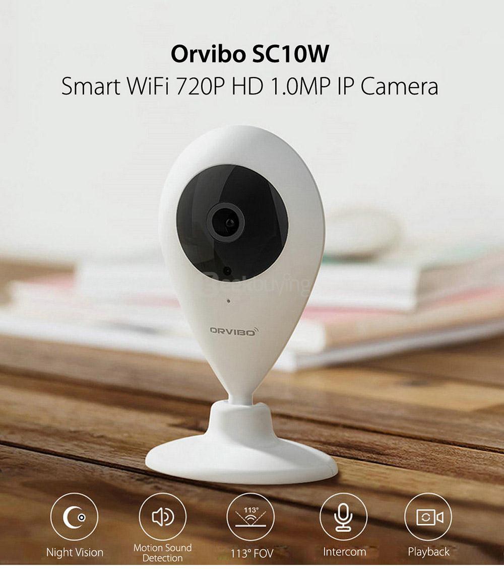 Orvibo SC10W Smart WiFi 720P HD 1.0MP IP Camera Night Vision Motion Sound Detection 113 Degree FOV Playback  -  WHITE