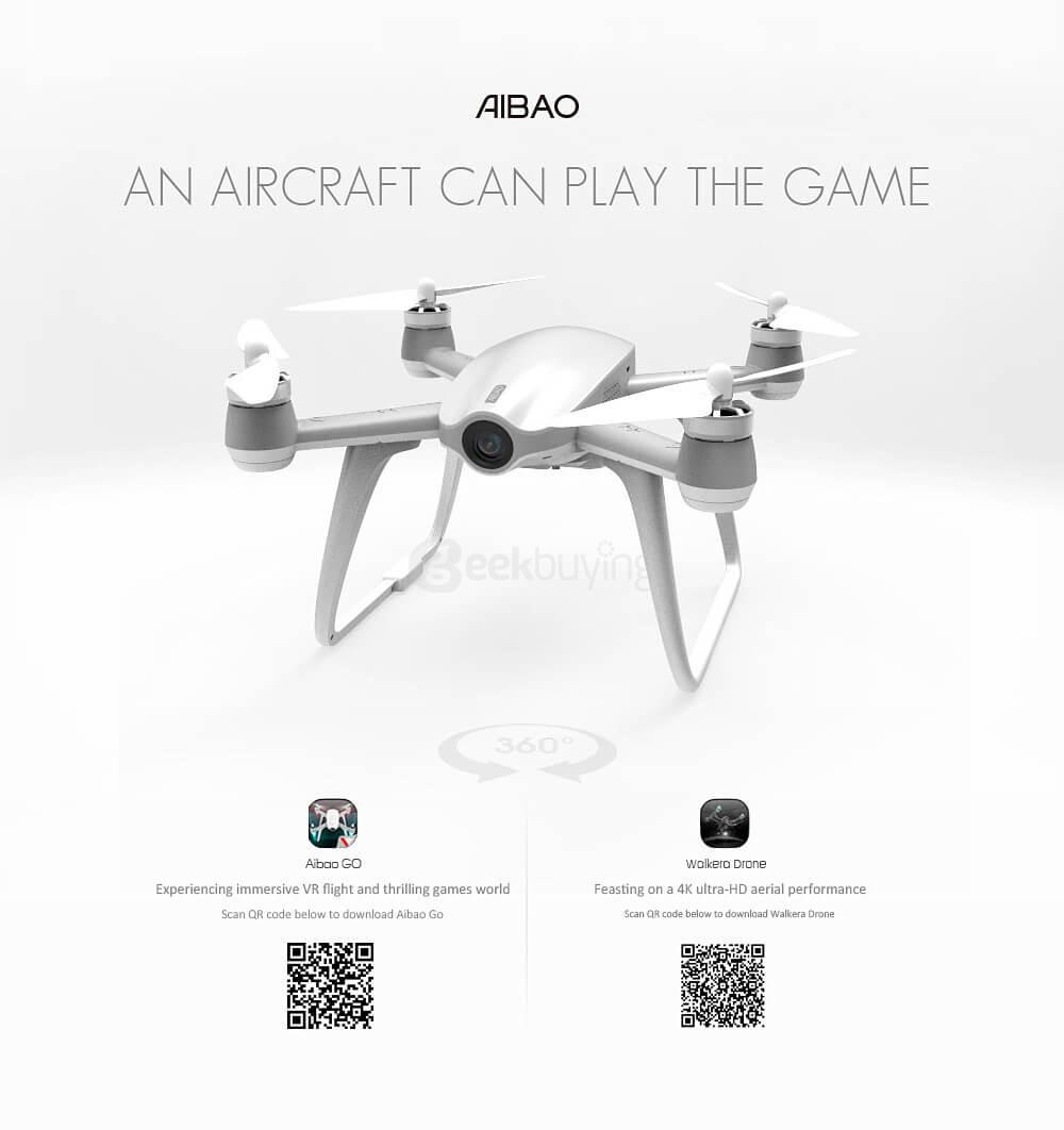 Walkera Aibao WIFI FPV 12MP 4K UHD Camera APP Control Virtual Reality VR Racing RC Quadcopter RTF - Black