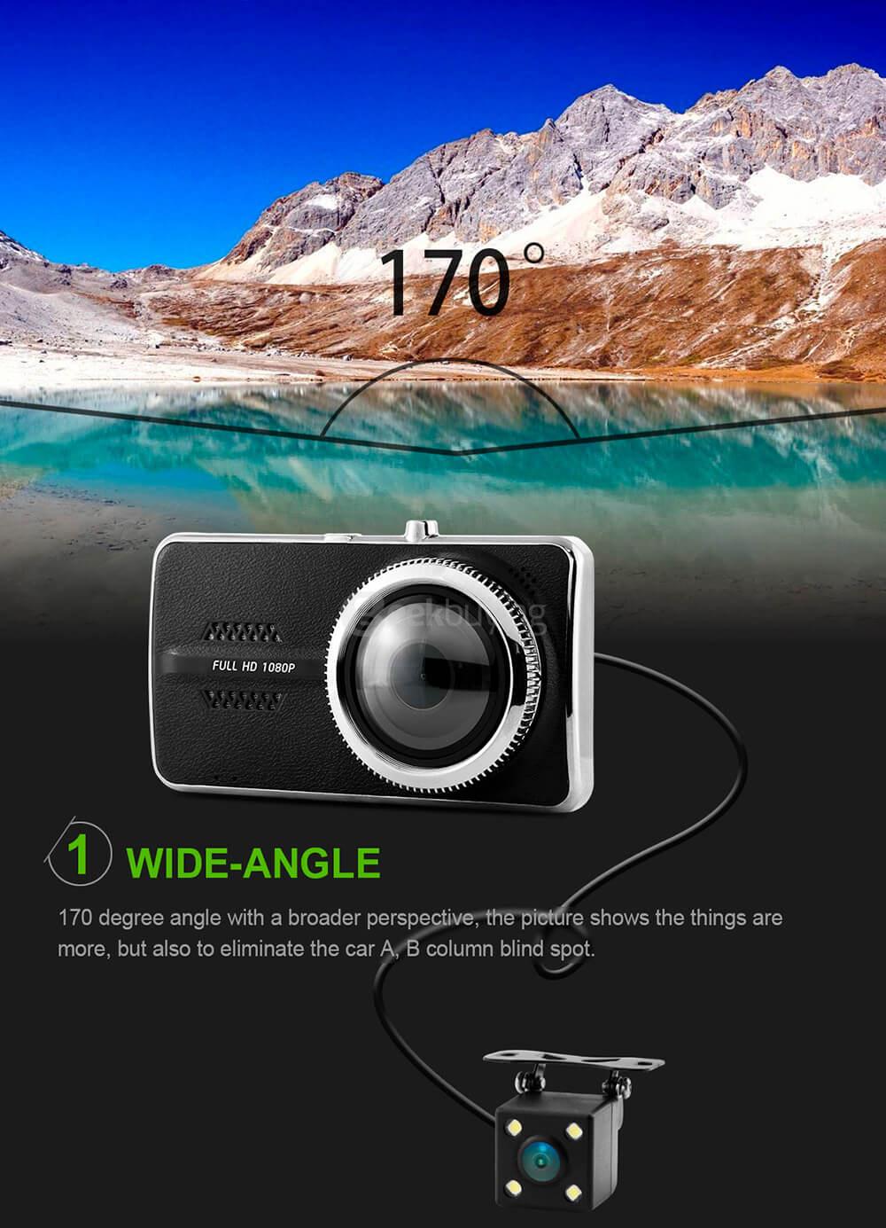 Blackview Y900 4.0 Inch LCD Screen 1080P Novatek 96658 Car Camera 170 Degree Wide Angle HDR H.264 G-sensor Car DVR Dashcam - Black