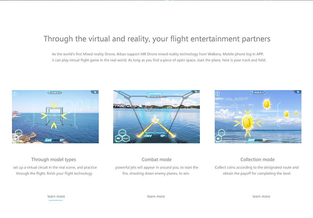 Walkera Aibao WIFI FPV 12MP 4K UHD Camera APP Control Virtual Reality VR Racing RC Quadcopter RTF - Black