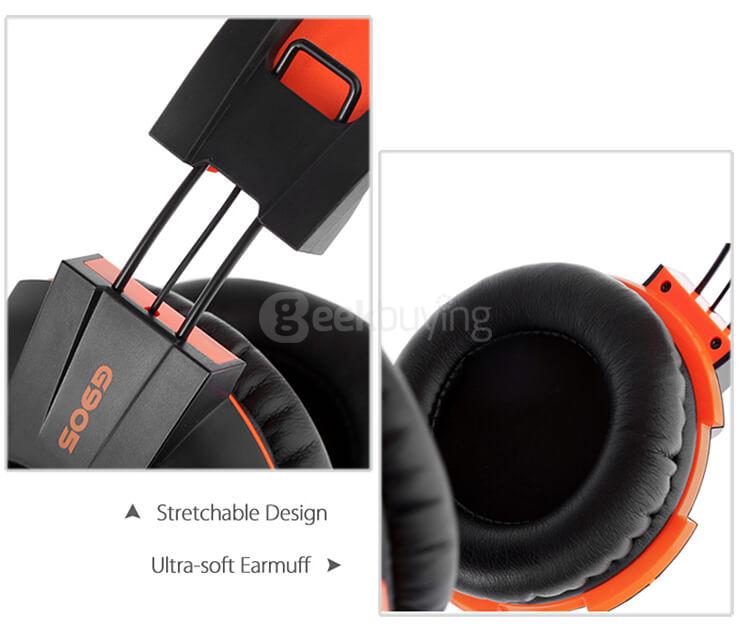 Somic G905 Over-ear Stereo Gaming Headsets with Mic Suspension Headband Volume Control - Orange