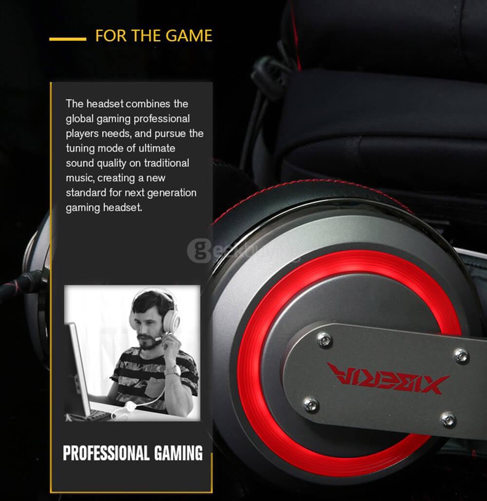 XIBERIA T19 LED Gaming Headsets With Microphone Vibration 7.1 Virtual Surrounded Sound For PC Gamer - Gray
