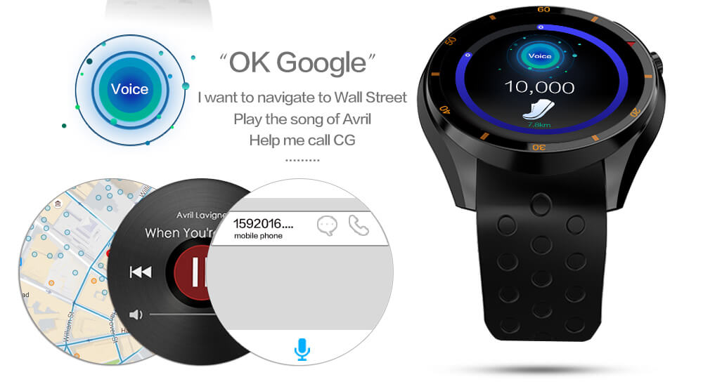 IQI I3 3G Smart Watch Phone Android 5.1 MTK6580 Quad Core 1.3GHz 512MB RAM 4GB ROM GPS Bluetooth 4.0 WiFi - Black