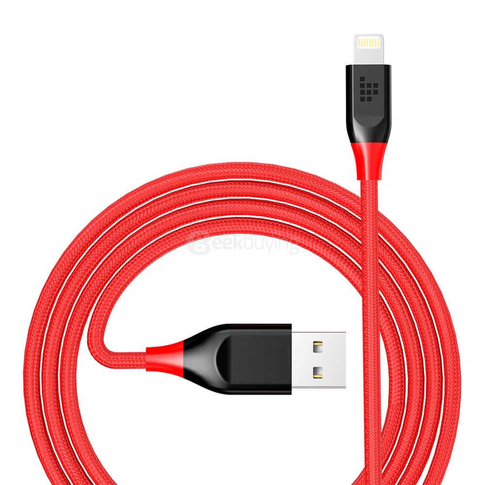 [Apple MFi Certified] Tronsmart 4ft/1.2m 19AWG Double Braided Nylon Lightning Cable for iPhone iPad and More - Red+Black