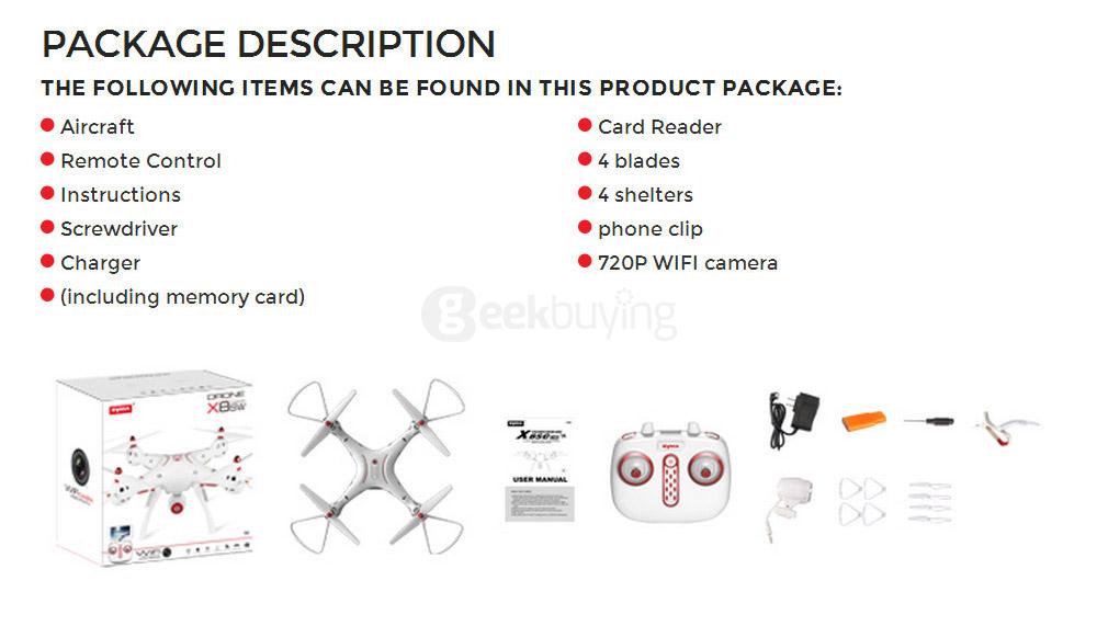 SYMA X8SW WIFI FPV With 720P HD Camera Altitude Hold Mode 2.4G 6Aixs Gyro RC Quadcopter RTF - White