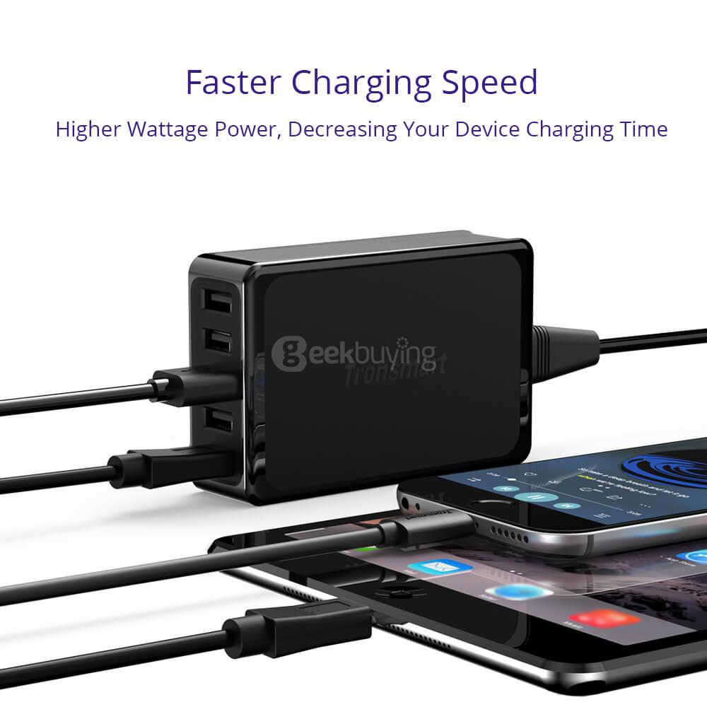 Tronsmart 60W USB-C 5-Port Desktop Charger with Power Delivery for Google Pixel/Pixel XL MacBook (2016 Model) iPad Pro and VoltiQ for iPhone Samsung & More - EU