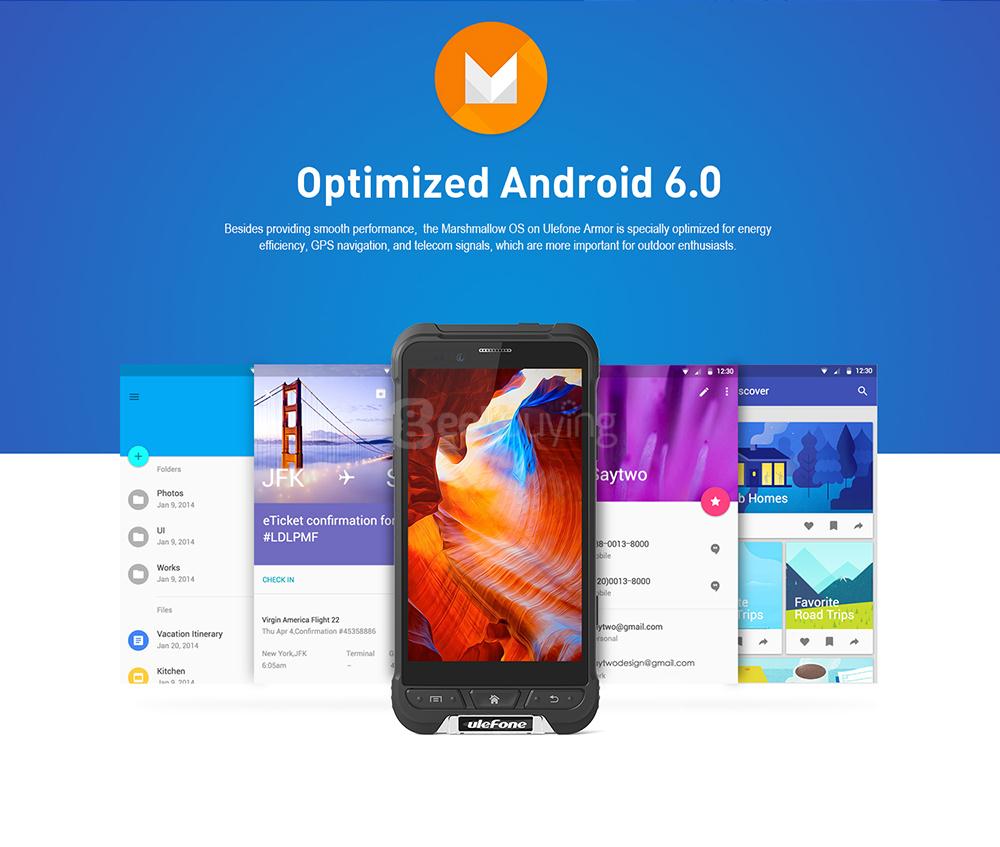 [HK Stock]Ulefone ARMOR IP68 Waterproof 4.7-inch HD Android 6.0 Rugged Smartphone 3GB 32GB MT6753 Octa Core 13.0MP GPS SOS OTG NFC- Black