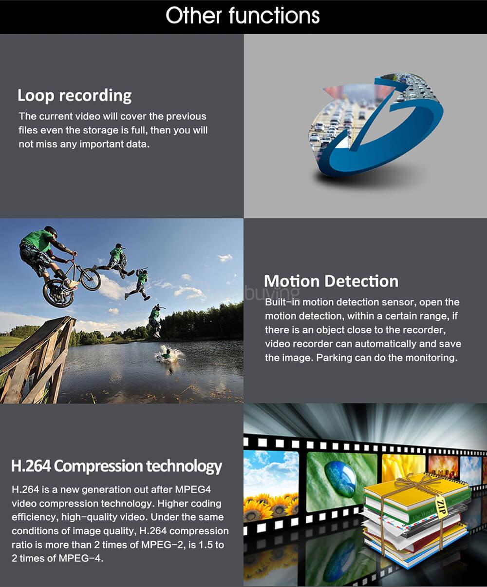 D205 3.0inch LCD Screen Ambarella A12 Car Camera 170 Degree Wide Angle 2560*1440P/30fps Car DVR - Black