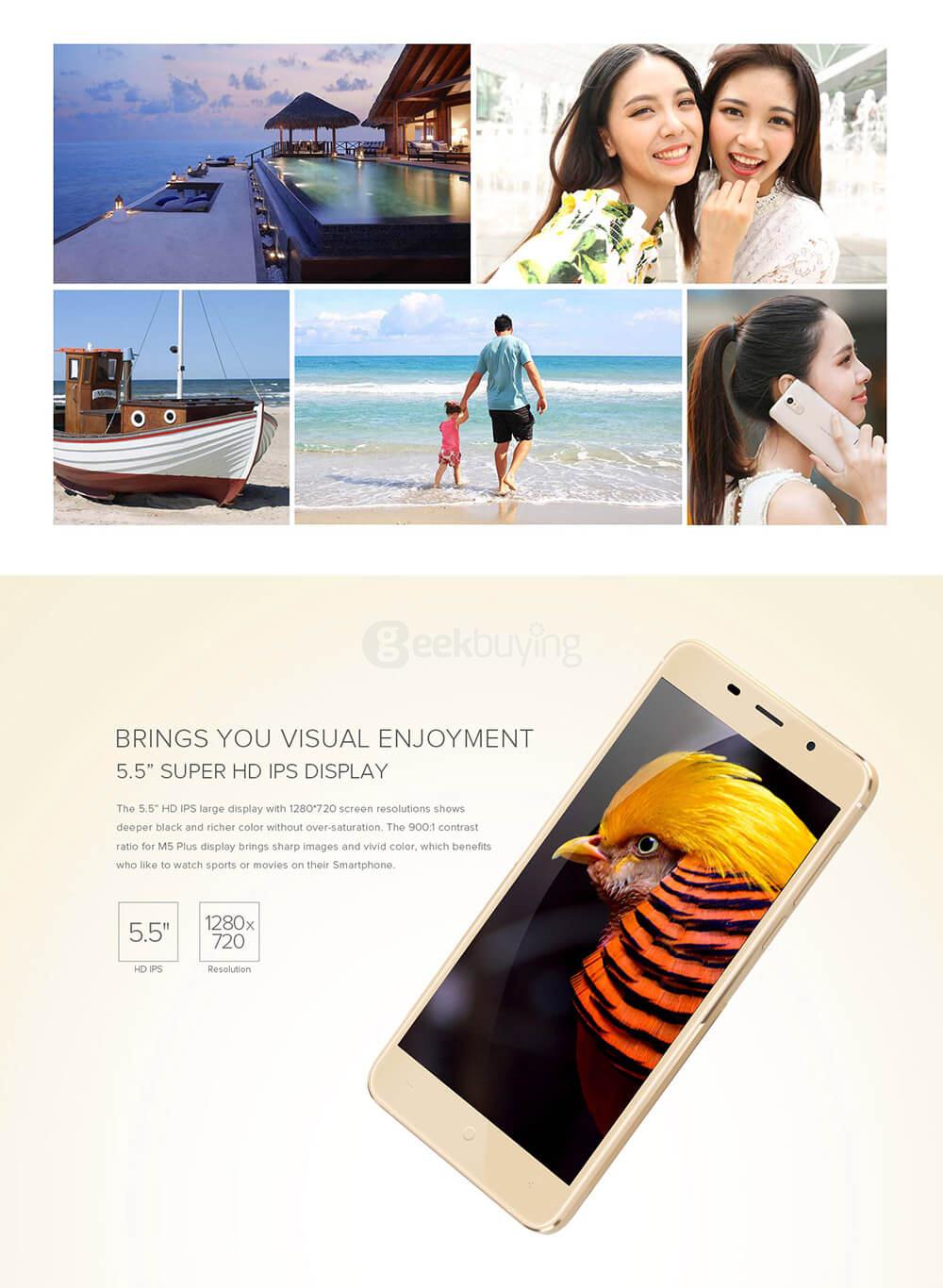 [HK Stock]LEAGOO M5 PLUS 5.5inch HD Android 6.0 4G LTE Smartphone MT6737 Quad Core 1.3GHz 2GB RAM 16GB ROM 5.0MP 13.0MP TOUCH ID - White