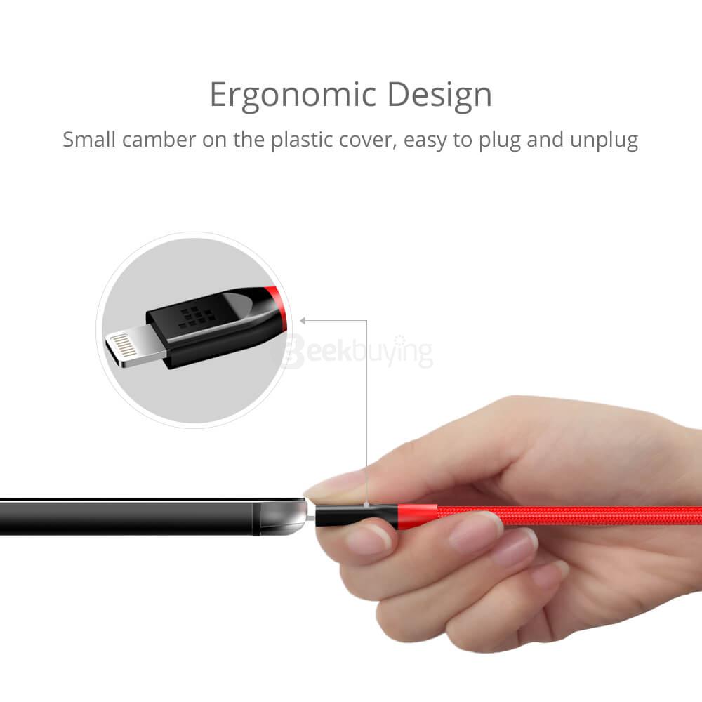 [Apple MFi Certified] Tronsmart 4ft/1.2m 19AWG Double Braided Nylon Lightning Cable for iPhone iPad and More - Red+Black