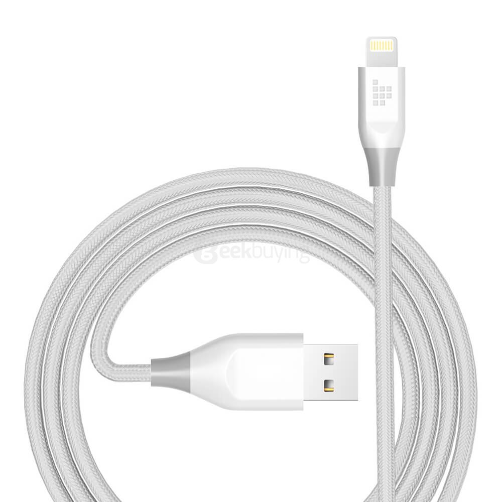 [Apple MFi Certified] Tronsmart 4ft/1.2m 19AWG Double Braided Nylon Lightning Cable for iPhone iPad and More - Gray+White