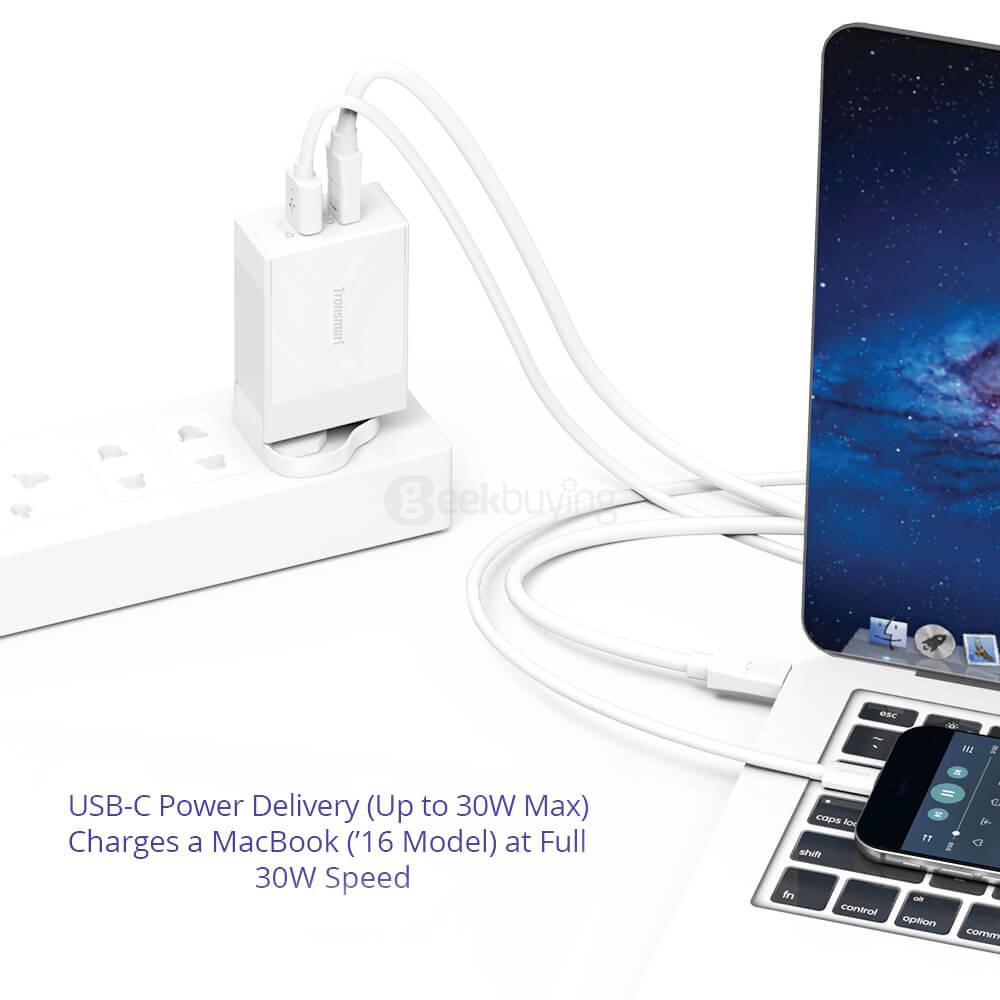 Tronsmart 42W USB-C 2-Port Wall Charger with Power Delivery for Google Pixel/Pixel XL MacBook 2016 Model iPad Pro and VoltiQ for iPhone Samsung & More - UK