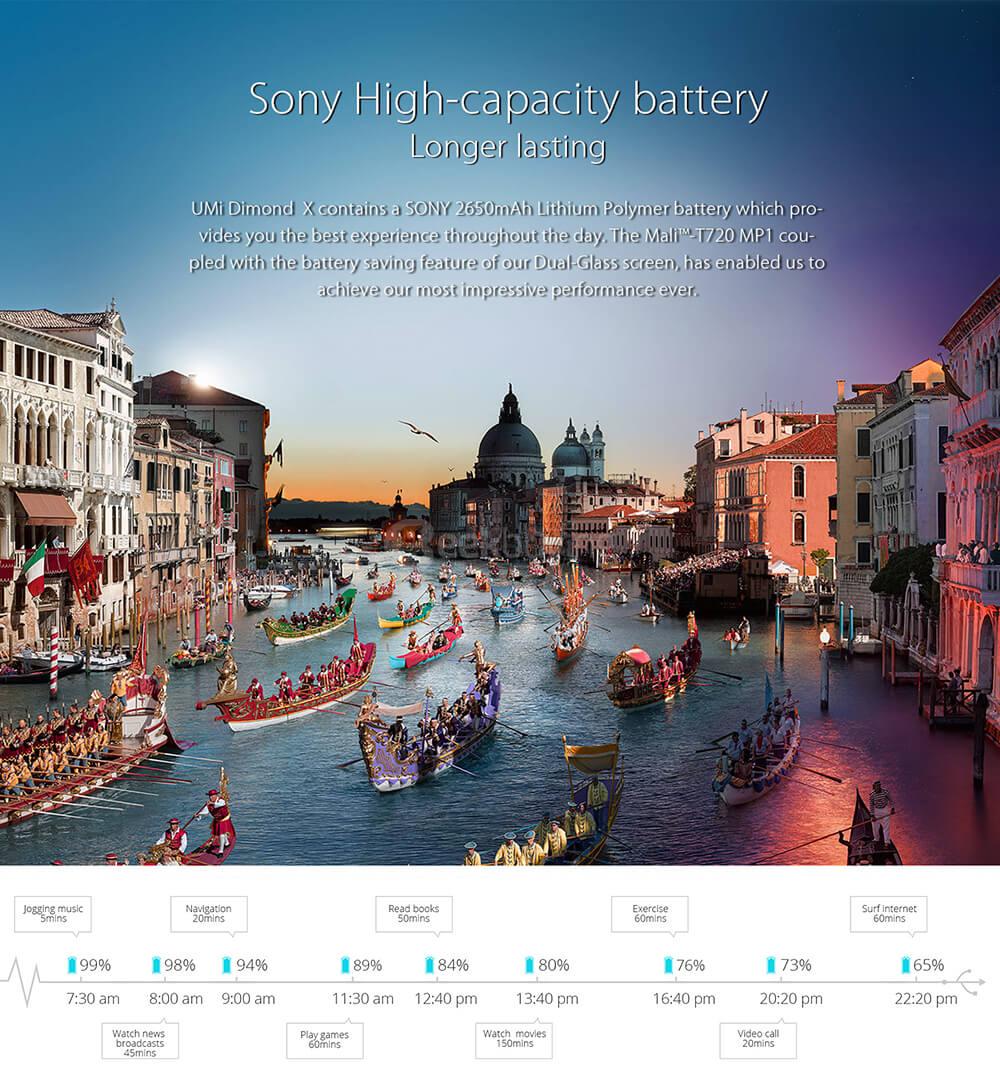 [HK Stock]UMI Diamond X 5.0inch HD 2.5D Screen Android 6.0 4G LTE Smartphone MT6737 Quad Core 2GB RAM 16GB ROM 8.0MP OTG LED Notification - Gold
