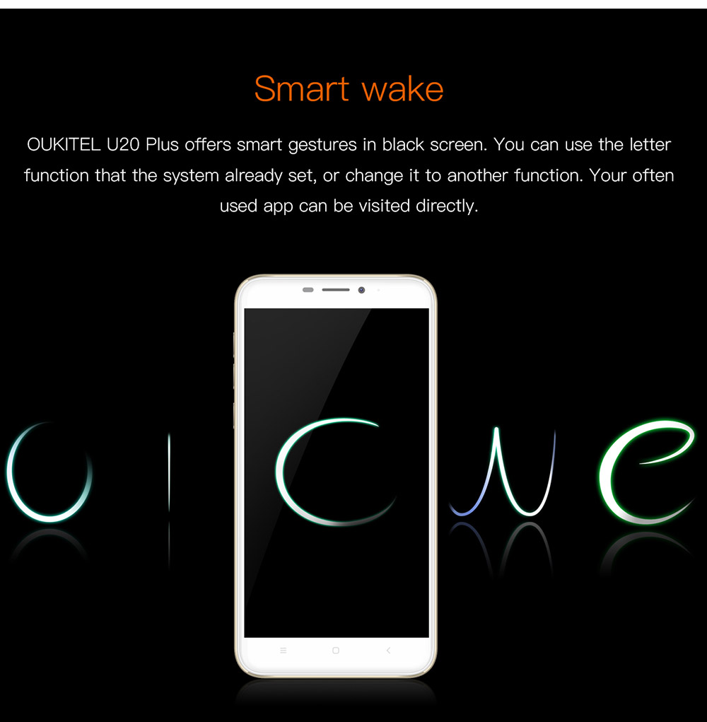 [HK Stock]Oukitel U20 Plus 5.5inch FHD Android 6.0 4G LTE Smartphone MT6737T Quad Core 1.5GHz 2GB RAM 16GB ROM Dual Rear Cameras 13.0MP+0.3MP TOUCH ID - Gold